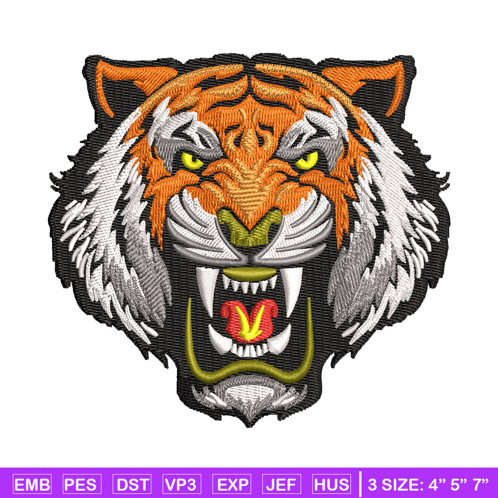 Tiger face embroidery design, Tiger embroidery, Embroidery file, Embroidery shirt, Emb design, Digital download.jpg