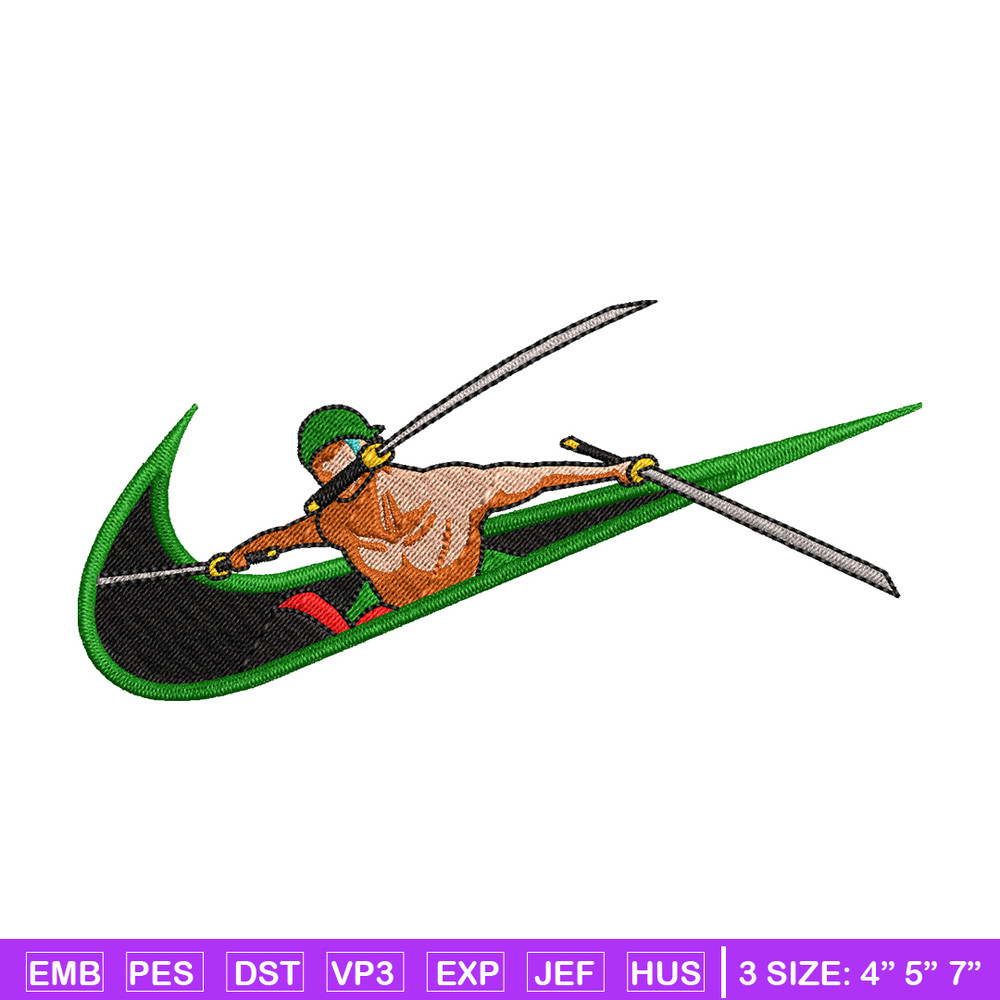 Zoro sword Nike embroidery design, One Piece embroidery, Nike design, anime design, anime shirt, Digital download.jpg