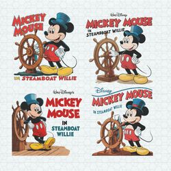 Retro Mickey Mouse In Steamboat Willie PNG Bundle