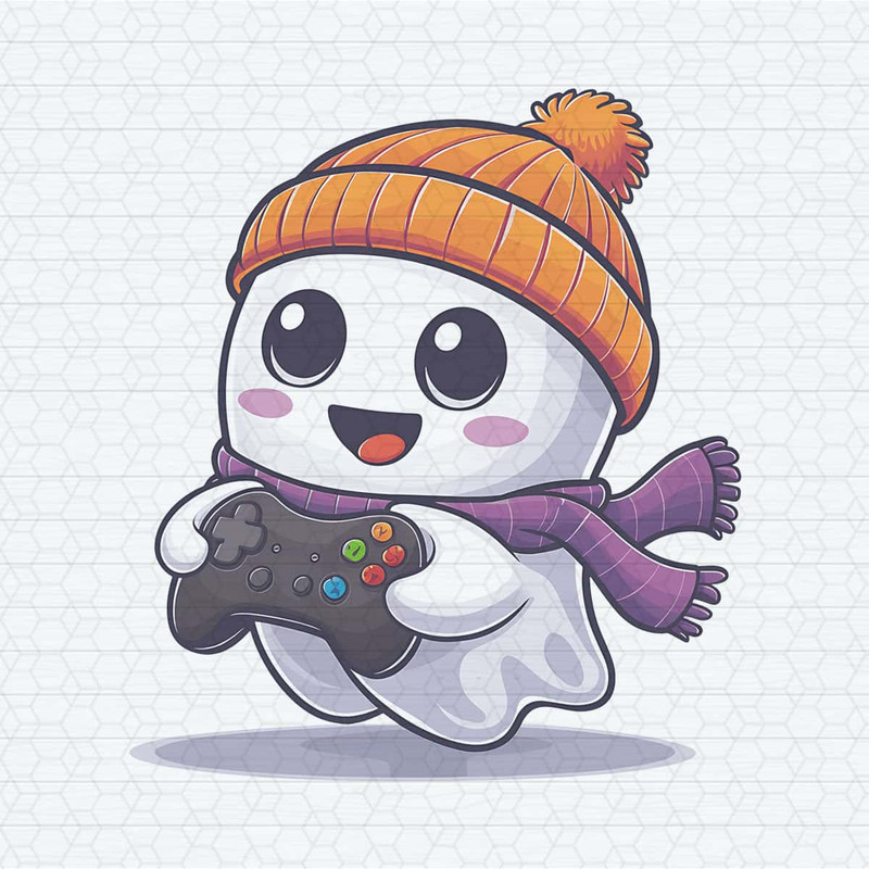 Cute Ghost Halloween Gamer Bougie Ghost Here for the boos PNG.jpg