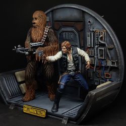 Chewbacca Han Solo 3D printed hand painted custom figure, Chewbacca figure handpaint high detail, for Star Wars fans