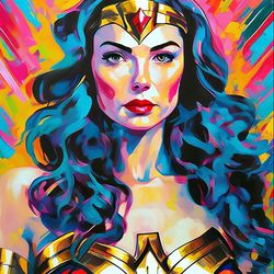 Wonder Woman DC comics Original Wall Art, Gal Gadot Original Painting, Wonder Woman Wall Art