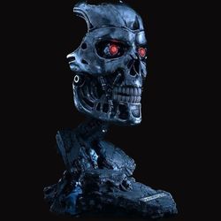Terminator Endoskeleton T-800 bust hand painted custom figure, Terminator 2 T-800 bust figure for fans