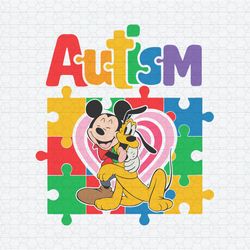 Cute Pluto Mickey Mouse Autism Heart SVG