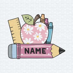 personalized name kids png, teacher png, groovy pencil png