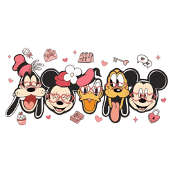 Groovy Mickey And Friend Valentines Day PNG