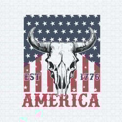 western patriotic american est 1776 bull skull svg