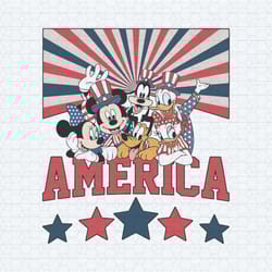 retro america disney friends independence day svg