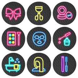 18 beauty neon instagram highlight icons. bright instagram highlightscovers. digital download.
