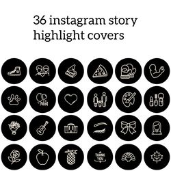 36 black and beige instagram highlight icons. minimalistic instagram highlights covers. digital download.