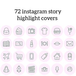 72 Minimalism Instagram Highlight Icons. Lifestyle Instagram Highlights Covers. Pink Aesthetic Social Media Icons.