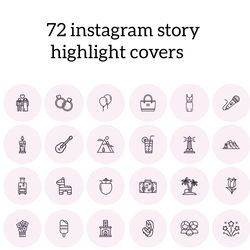 72 pink stylish instagram highlight icons. lifestyle instagram highlights covers. beautiful social media icons.