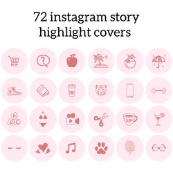 72 pink lifestyle instagram highlight icons. minimalism instagram highlights covers. beautiful social media icons.
