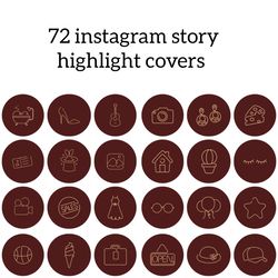 72 burgundy and beige lifestyle instagram highlight icons. stylish instagram highlights covers.