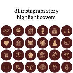 81 Burgundy and Beige Lifestyle Instagram Highlight Icons. Stylish Aesthetic Instagram Highlights Covers.
