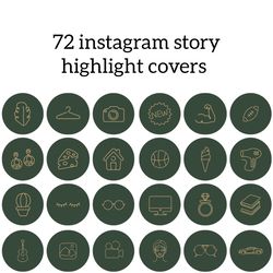 72 Green and Beige Lifestyle Instagram Highlight Icons. Stylish Aesthetic Instagram Highlights Covers.