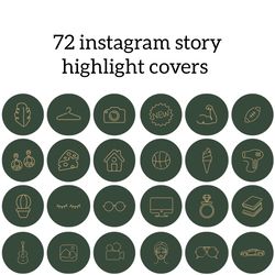 72 green and beige lifestyle instagram highlight icons. stylish aesthetic instagram highlights covers.