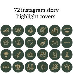 72 green and beige lifestyle instagram highlight icons. stylish aesthetic instagram highlights covers.