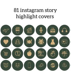81 Green and Beige Lifestyle Instagram Highlight Icons. Stylish Aesthetic Instagram Highlights Covers.