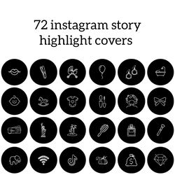72 Black and White Lifestyle Instagram Highlight Icons. Minimalism Instagram Highlights Covers.