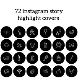 72 black and white lifestyle instagram highlight icons. minimalism instagram highlights covers.