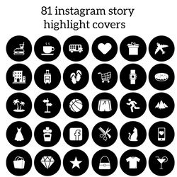 81 Black and White Lifestyle Instagram Highlight Icons. Minimalism Instagram Highlights Covers.