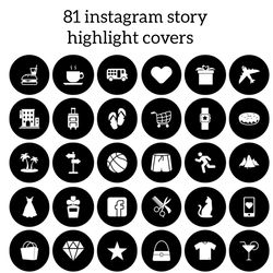 81 black and white lifestyle instagram highlight icons. minimalism instagram highlights covers.