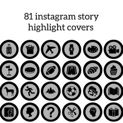81 Black and Grey Lifestyle Instagram Highlight Icons. Stylish Instagram Highlights Covers.