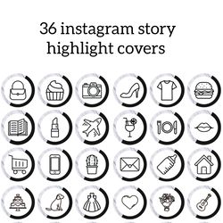 36 Black and Marble Lifestyle Instagram Highlight Icons. Stylish Instagram Highlights Covers.