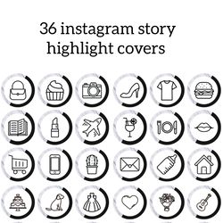 36 black and marble lifestyle instagram highlight icons. stylish instagram highlights covers.