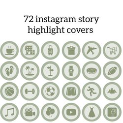 72  Green Lifestyle Instagram Highlight Icons. Stylish Instagram Highlights Covers. Minimalism Social Media Icons.