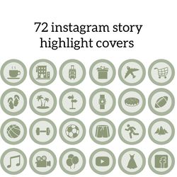72  green lifestyle instagram highlight icons. stylish instagram highlights covers. minimalism social media icons.