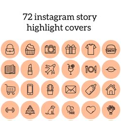 72 Peach and Black Lifestyle Instagram Highlight Icons. Stylish Instagram Highlights Covers.  Social Media Icons.
