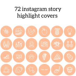 72 Peach and White Lifestyle Instagram Highlight Icons. Stylish Instagram Highlights Covers.  Social Media Icons.