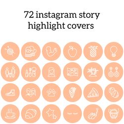 72 peach and white lifestyle instagram highlight icons. stylish instagram highlights covers. social media icons.
