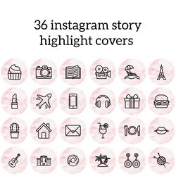 36 Pink Marble and Black Lifestyle Instagram Highlight Icons. Stylish Instagram Highlights Covers.  Social Media Icons.