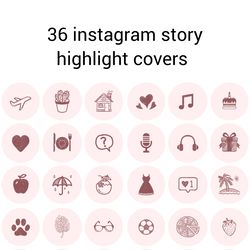 36 Pink and Burgundy Lifestyle Instagram Highlight Icons. Minimalism Instagram Highlights Covers.  Neutral Icons.
