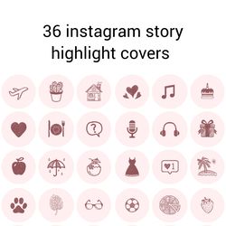 36 pink and burgundy lifestyle instagram highlight icons. minimalism instagram highlights covers.  neutral icons.