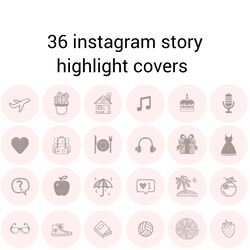 36 Pink and Grey Lifestyle Instagram Highlight Icons. Minimalism Instagram Highlights Covers.  Beautiful Icons.