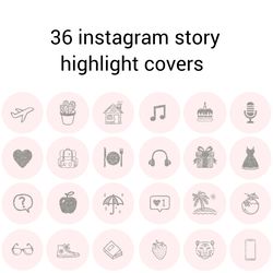 36 Pink and Grey Lifestyle Instagram Highlight Icons. Minimalism Instagram Highlights Covers.  Style Icons.