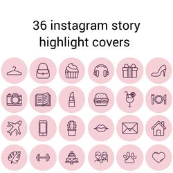 36 Pink   Lifestyle Instagram Highlight Icons. Minimalism Instagram Highlights Covers. Beautiful Icons.