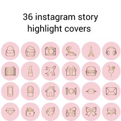 36 pink and gold lifestyle instagram highlight icons. minimalism instagram highlights covers. beautiful gold icons.