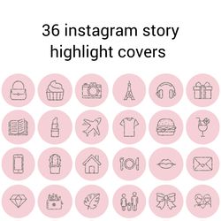 36 Pink and SilverLifestyle Instagram Highlight Icons. Minimalism Instagram Highlights Covers. Grey Icons.