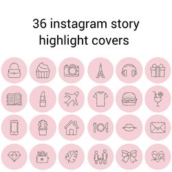 36 pink and silverlifestyle instagram highlight icons. minimalism instagram highlights covers. grey icons.