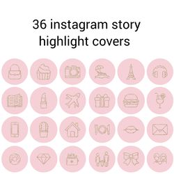 36 Pink and Glitter Lifestyle Instagram Highlight Icons. Minimalism Instagram Highlights Covers. Gold Icons.
