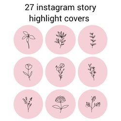 27 Pink Greenery Instagram Highlight Icons. Flowers Instagram Highlights Covers.  Style Icons.