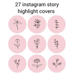 27 pink greenery instagram highlight icons. flowers instagram highlights covers.  style icons.