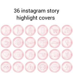 36 pink lifestyle instagram highlight icons. minimalism instagram highlights covers.  beautiful icons.