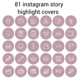 81 Pink and White Lifestyle Instagram Highlight Icons. Minimalism Instagram Highlights Covers.  Beautiful Icons.