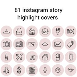 81 Pink and Black Lifestyle Instagram Highlight Icons. Minimalism Instagram Highlights Covers.  Beautiful Icons.